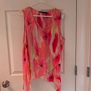 Floral Sleeveless Top - Pink and Red